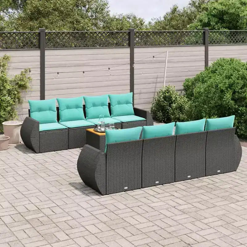 vidaXL Salon de jardin 9 pcs avec coussins résine tressée