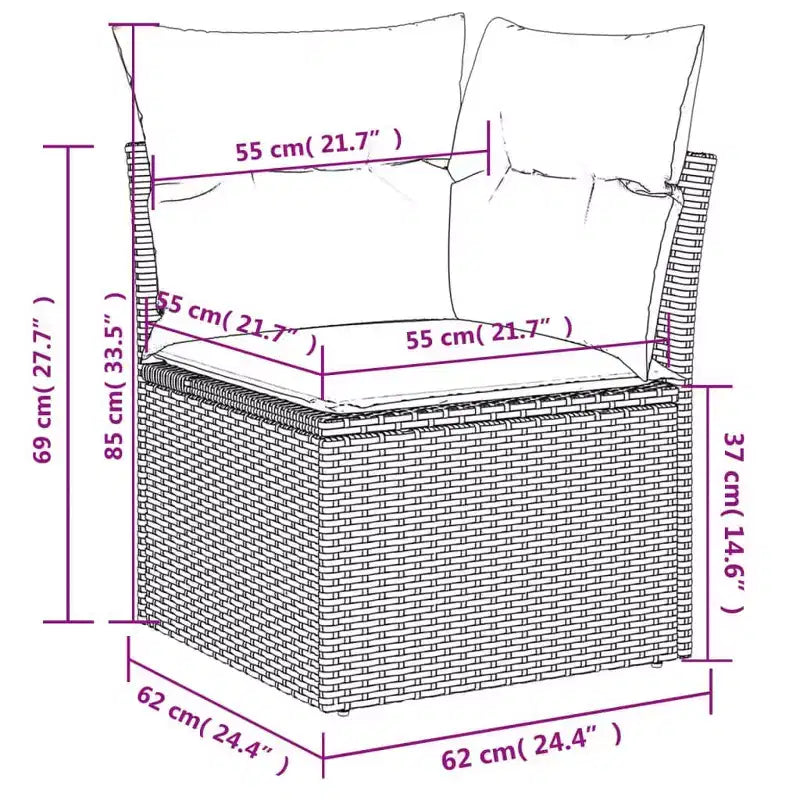 vidaXL Salon de jardin 9 pcs avec coussins résine tressée
