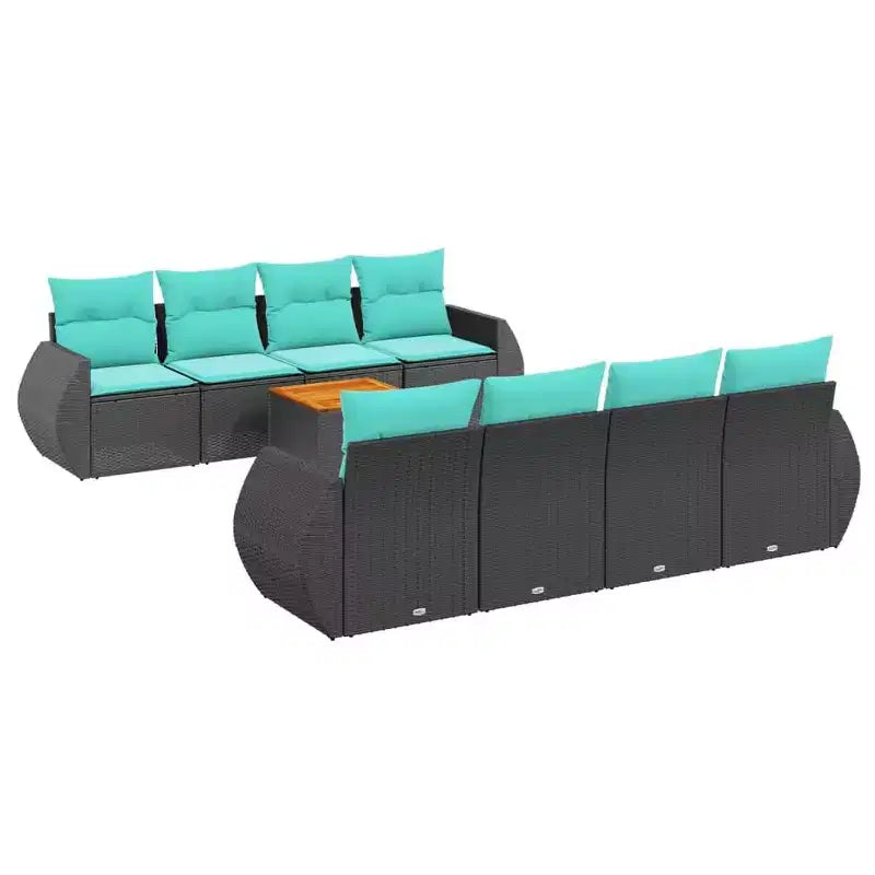 vidaXL 9 Piece Garden Sofa Set with Cushions Poly Rattan