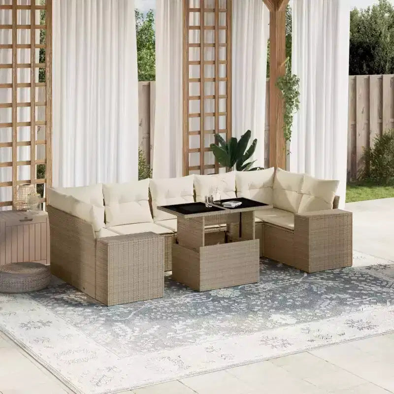 vidaXL Salon de jardin avec coussins 8 pièces en résine tressée