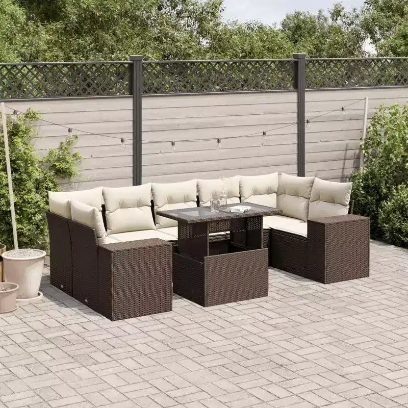 vidaXL Salon de jardin avec coussins 8 pièces en résine tressée