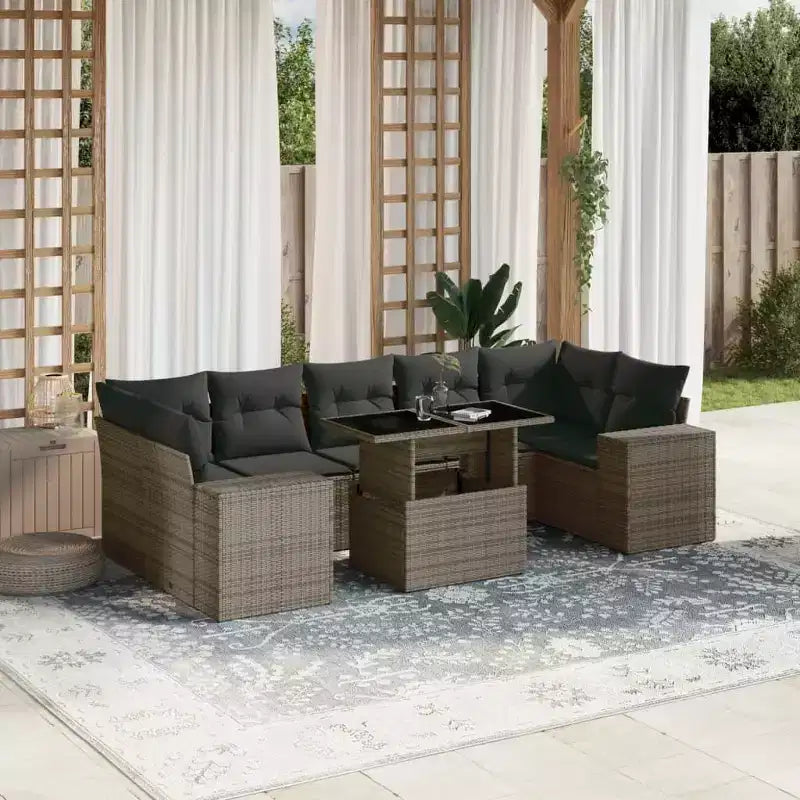 vidaXL Salon de jardin avec coussins 8 pièces en résine tressée