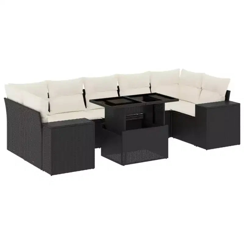 vidaXL Patio Sofa Set with Cushions Outdoor Furniture 8 Piece Poly Rattan