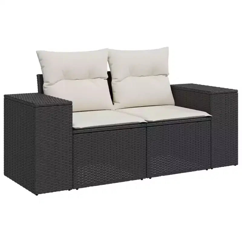 vidaXL Salon de jardin 8 pcs avec coussins résine tressée noir