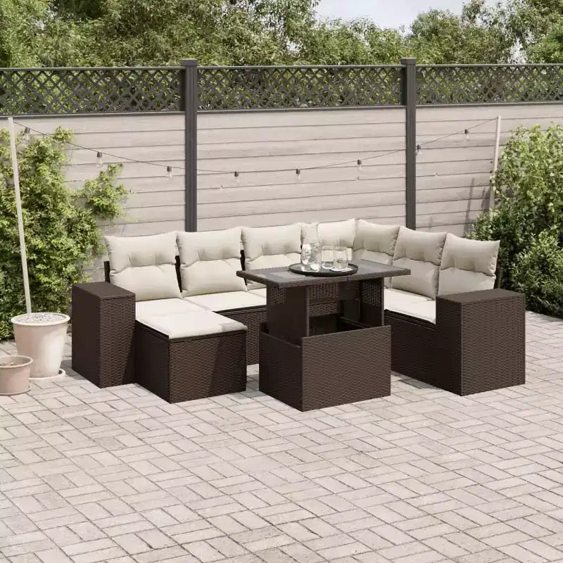vidaXL Salon de jardin 8 pcs avec coussins résine tressée noir