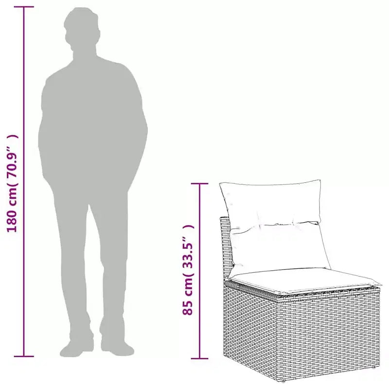 vidaXL Salon de jardin 8 pcs avec coussins résine tressée noir
