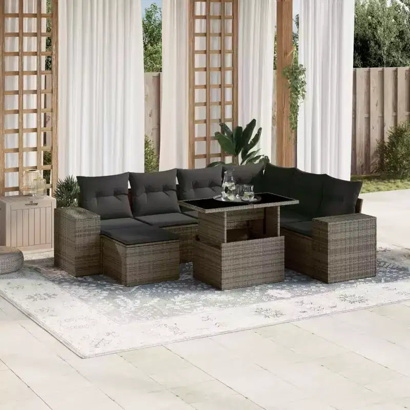 vidaXL Salon de jardin 8 pcs avec coussins résine tressée noir