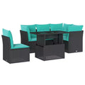 vidaXL Patio Sofa Set with Cushions Modular Outdoor Seating 6 Piece Poly Rattan