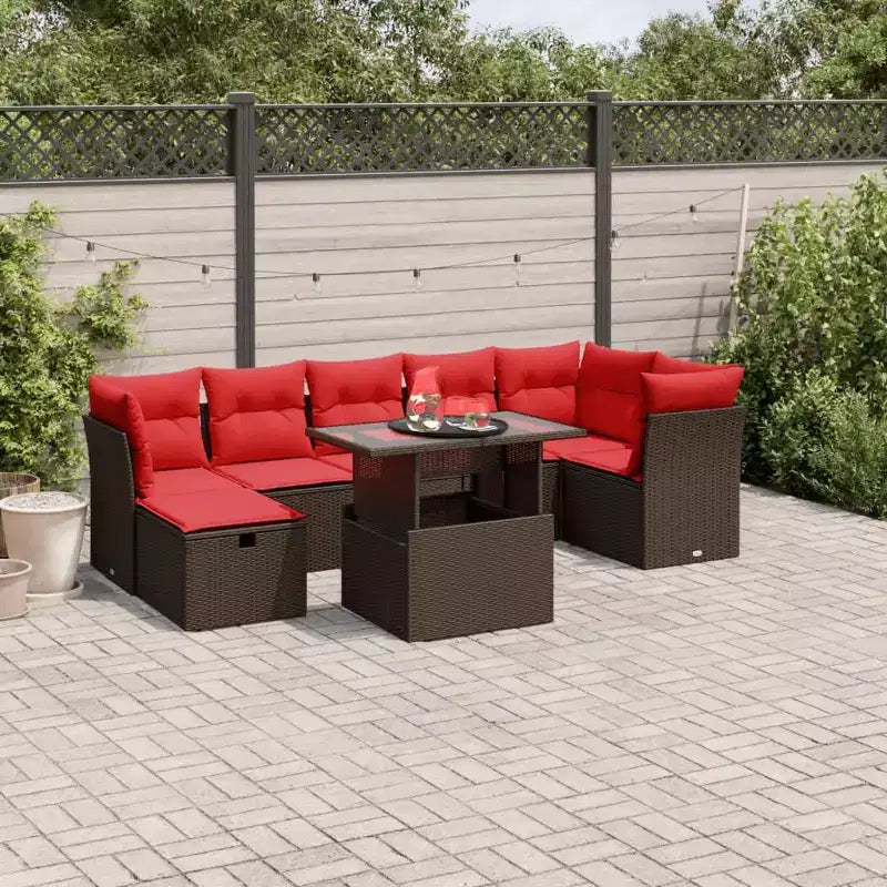vidaXL Salon de jardin 8 pièces avec coussins résine tressée