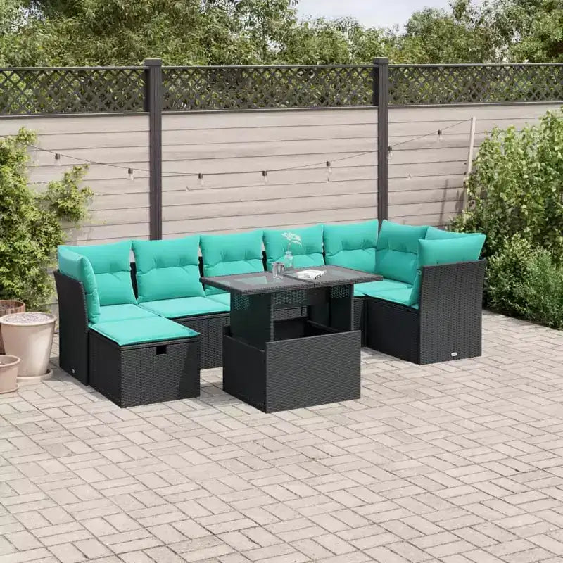 vidaXL Salon de jardin 8 pièces avec coussins résine tressée