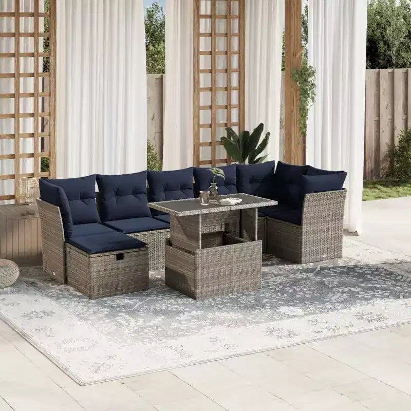 vidaXL Salon de jardin 8 pièces avec coussins résine tressée