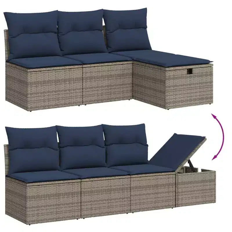 vidaXL Salon de jardin 8 pièces avec coussins résine tressée