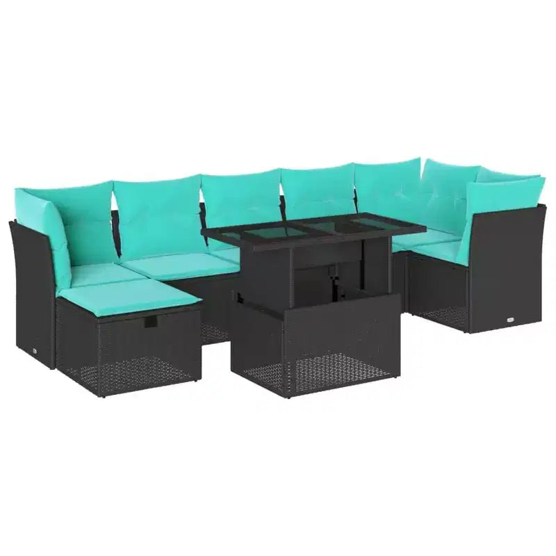 vidaXL 8 Piece Garden Sofa Set with Cushions Poly Rattan
