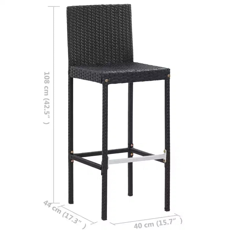vidaXL Ensemble de bar de jardin 7 pièces Table et chaises de bar d'extérieur en résine tressée noir