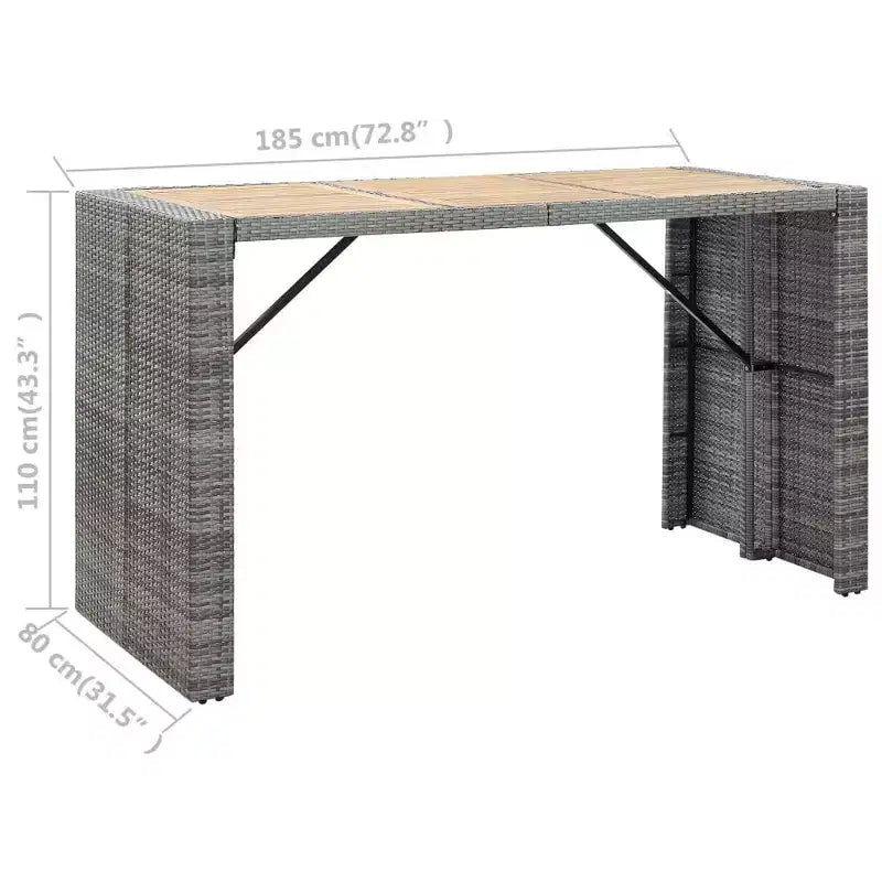 vidaXL Ensemble de bar de jardin 7 pièces Table et chaises de bar d'extérieur en résine tressée noir