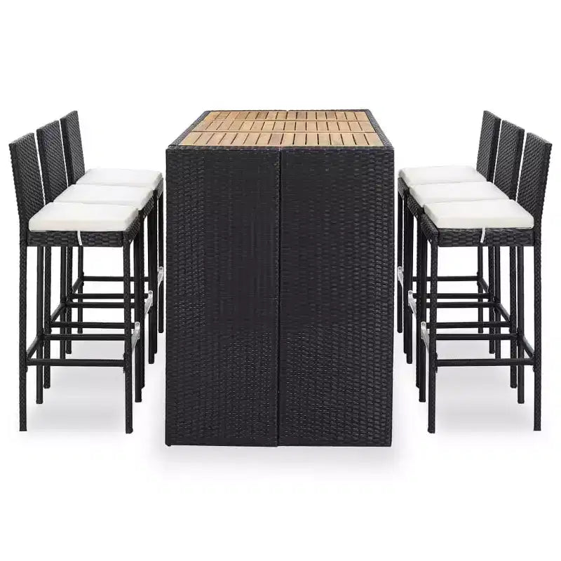vidaXL Ensemble de bar de jardin 7 pièces Table et chaises de bar d'extérieur en résine tressée noir