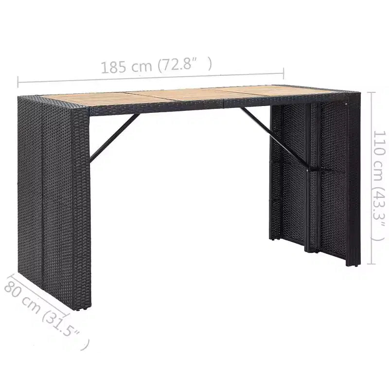 vidaXL Ensemble de bar de jardin 7 pièces Table et chaises de bar d'extérieur en résine tressée noir