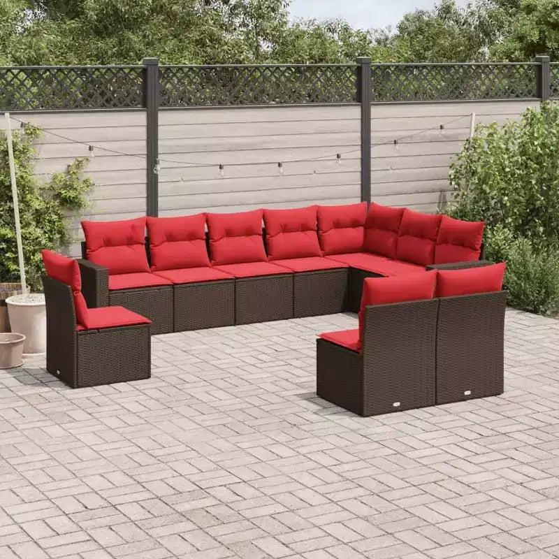 vidaXL Salon de jardin 10 pcs avec coussins Résine tressée