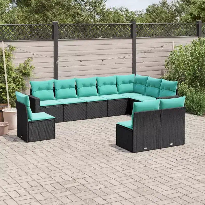 vidaXL Salon de jardin 10 pcs avec coussins Résine tressée