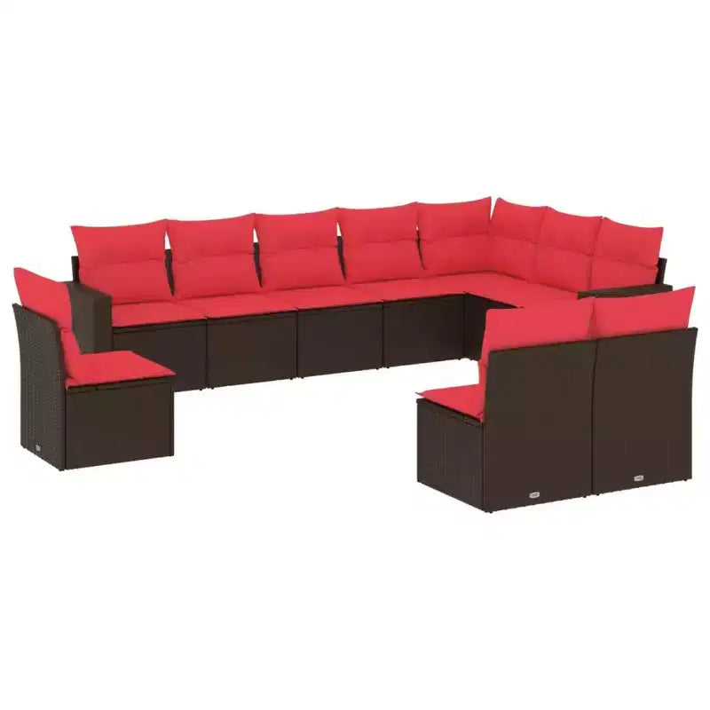 vidaXL 10 Piece Patio Sofa Set with Cushions Poly Rattan
