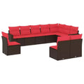 vidaXL 10 Piece Patio Sofa Set with Cushions Poly Rattan