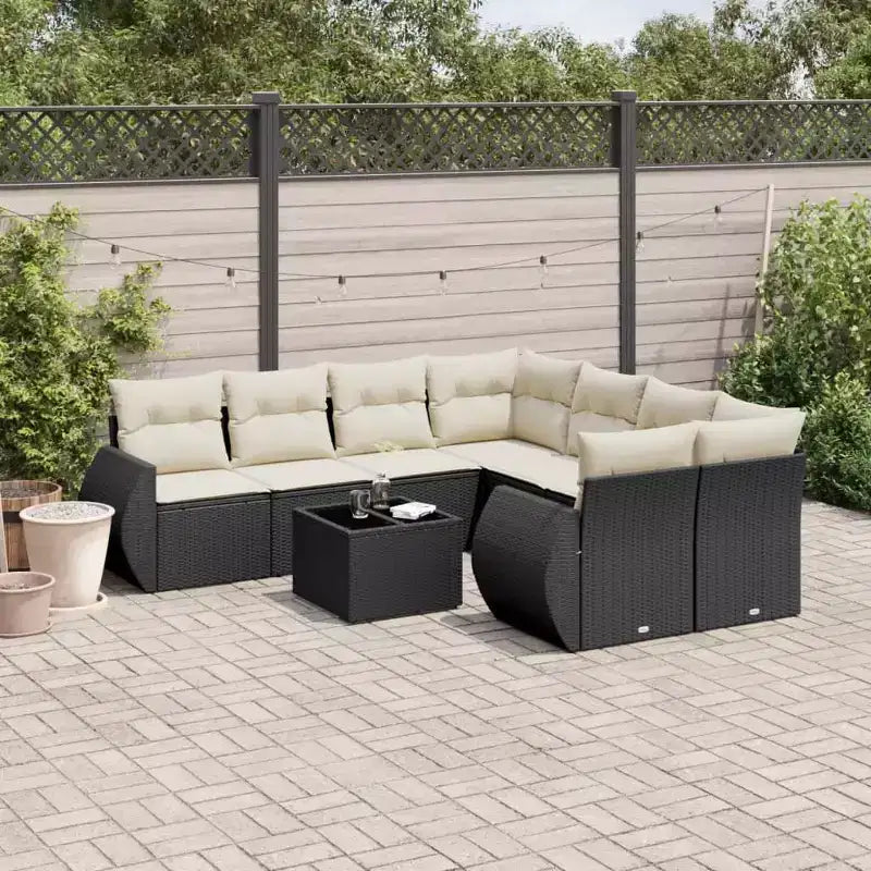vidaXL Salon de jardin avec coussins 9 pièces résine tressée
