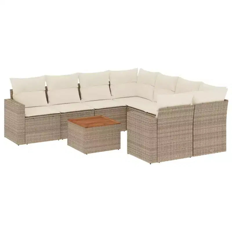 vidaXL Salon de jardin avec coussins 9 pièces résine tressée