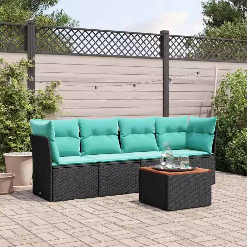 vidaXL Salon de jardin 5 pièces avec coussins en résine tressée