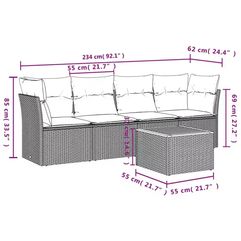 vidaXL Salon de jardin 5 pièces avec coussins en résine tressée
