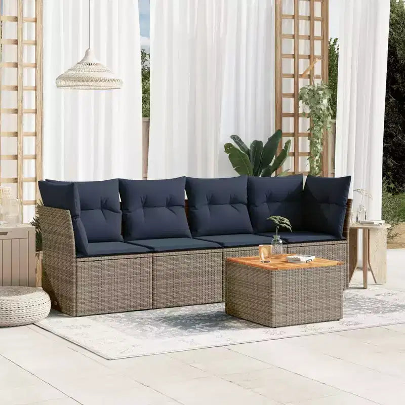 vidaXL Salon de jardin 5 pièces avec coussins en résine tressée