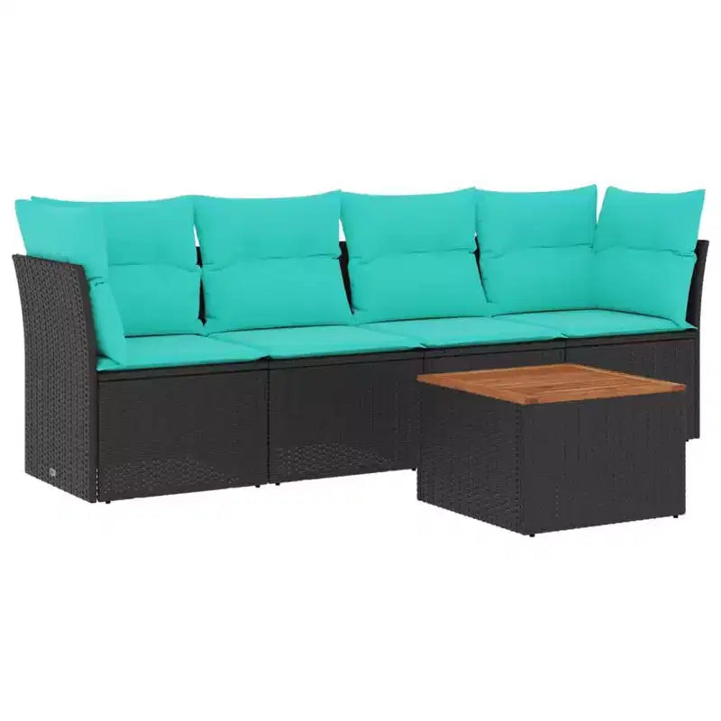 vidaXL 5 Piece Patio Sofa Set with Cushions Poly Rattan