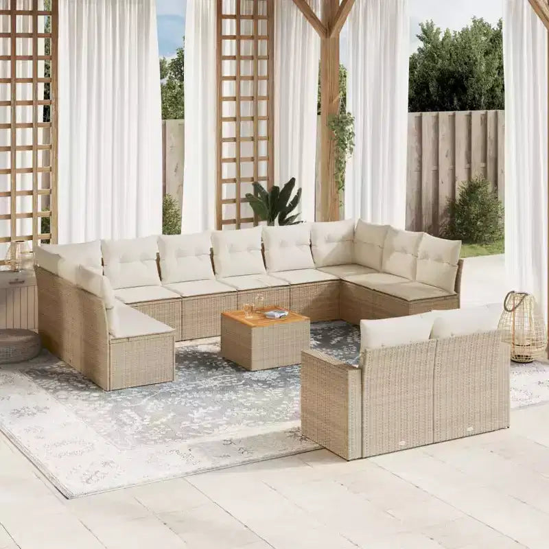 vidaXL Salon de jardin avec coussins, mobilier d'extérieur 13 pièces en résine tressée