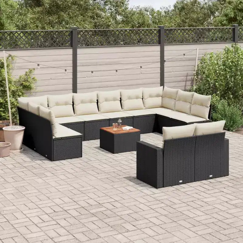 vidaXL Salon de jardin avec coussins, mobilier d'extérieur 13 pièces en résine tressée