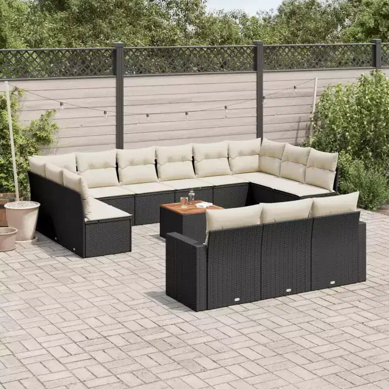 vidaXL Salon de jardin 14 pièces avec coussins en rotin synthétique gris