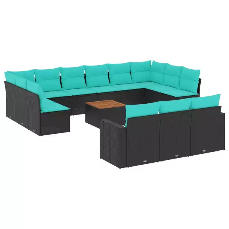 vidaXL Salon de jardin 14 pièces avec coussins en rotin synthétique gris