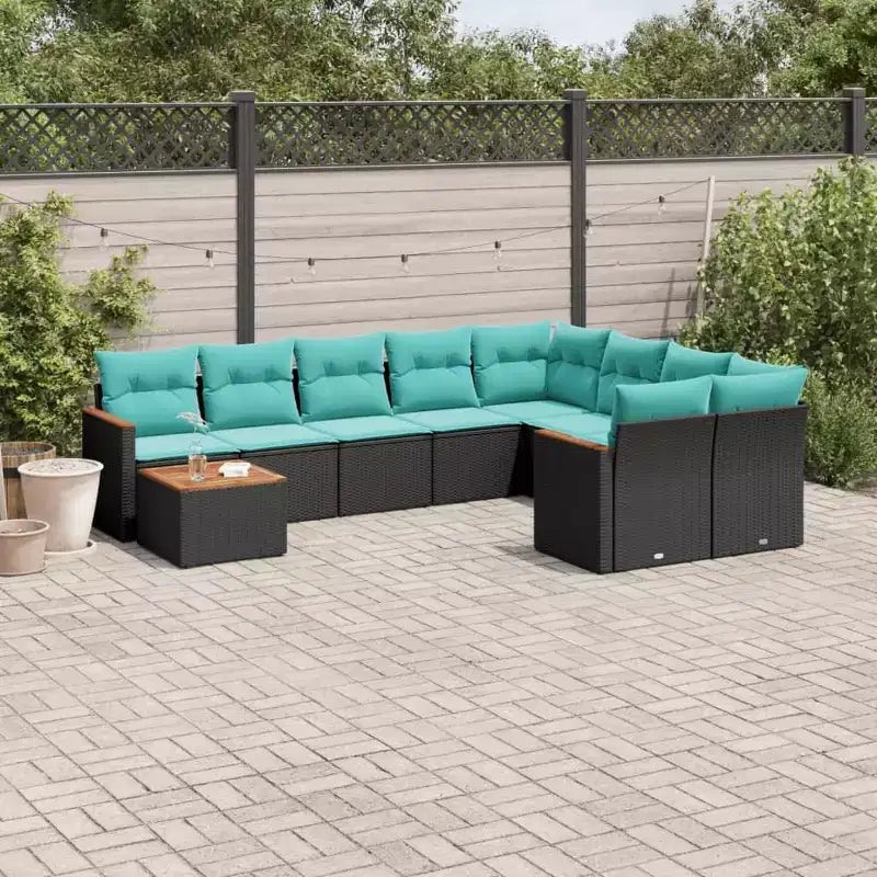 vidaXL Salon de jardin 10 pcs avec coussins résine tressée