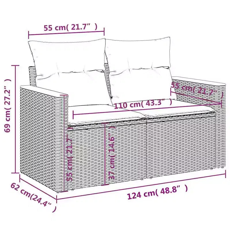 vidaXL Salon de jardin 10 pcs avec coussins résine tressée