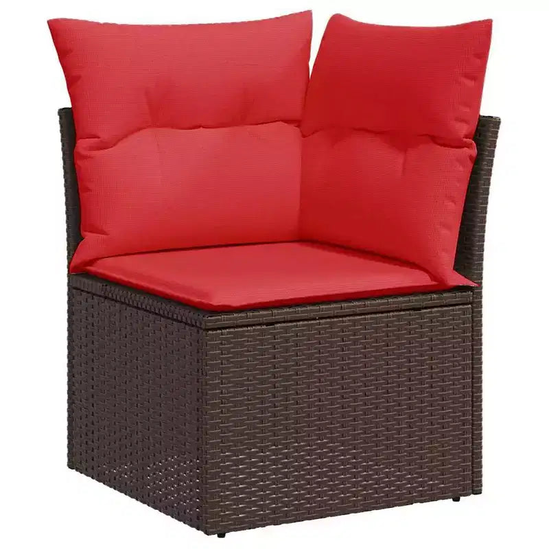 vidaXL Salon de jardin 11 pcs avec coussins résine tressée marron