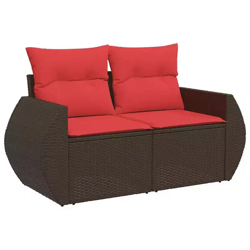 vidaXL Salon de jardin 11 pcs avec coussins résine tressée marron