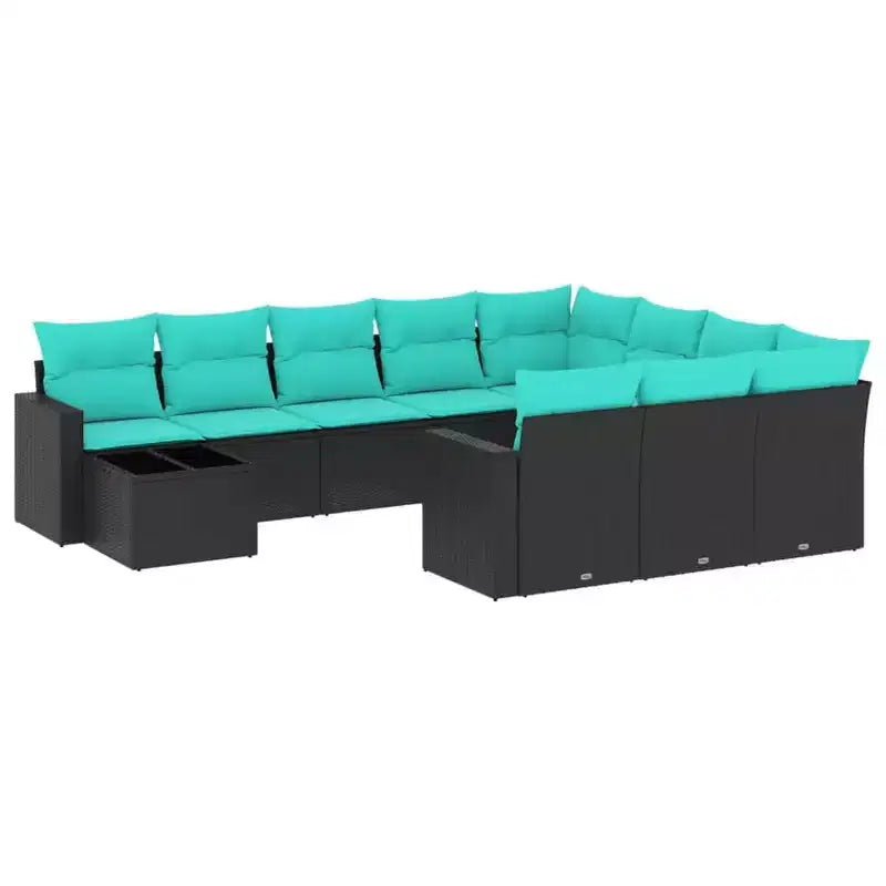 vidaXL Salon de jardin 11 pcs avec coussins résine tressée marron
