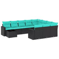 vidaXL Salon de jardin 11 pcs avec coussins résine tressée marron