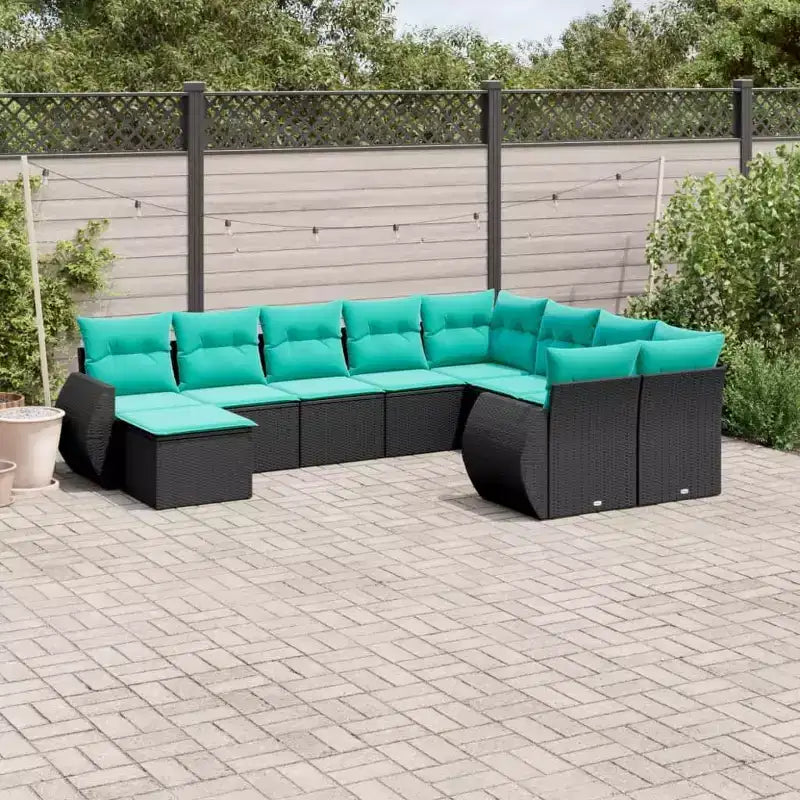 vidaXL Salon de jardin 10 pcs avec coussins résine tressée gris