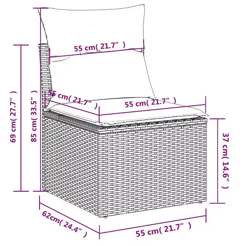 vidaXL Salon de jardin 10 pcs avec coussins résine tressée gris