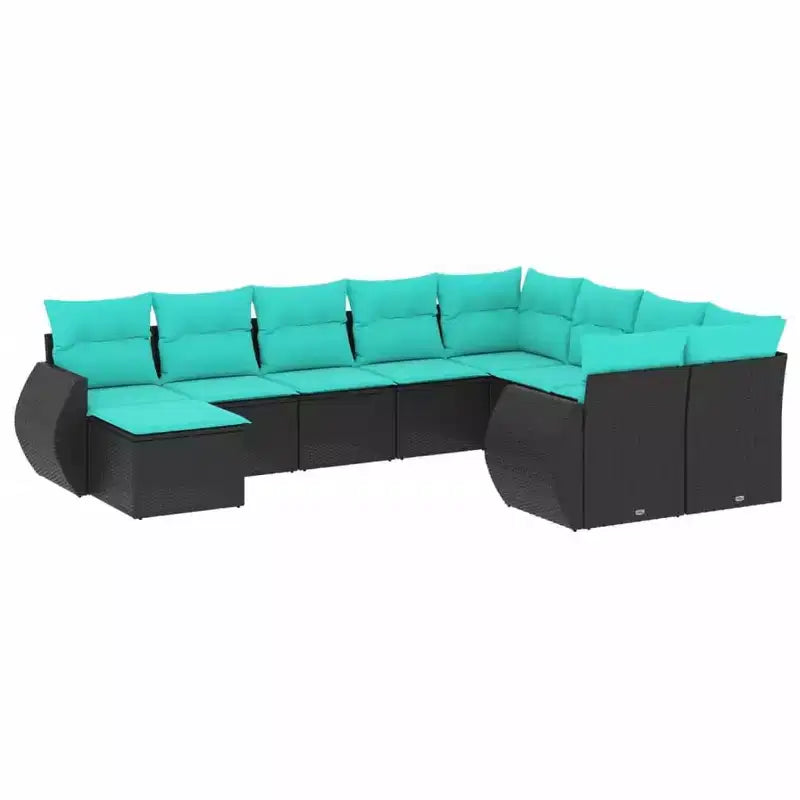 vidaXL Salon de jardin 10 pcs avec coussins résine tressée gris