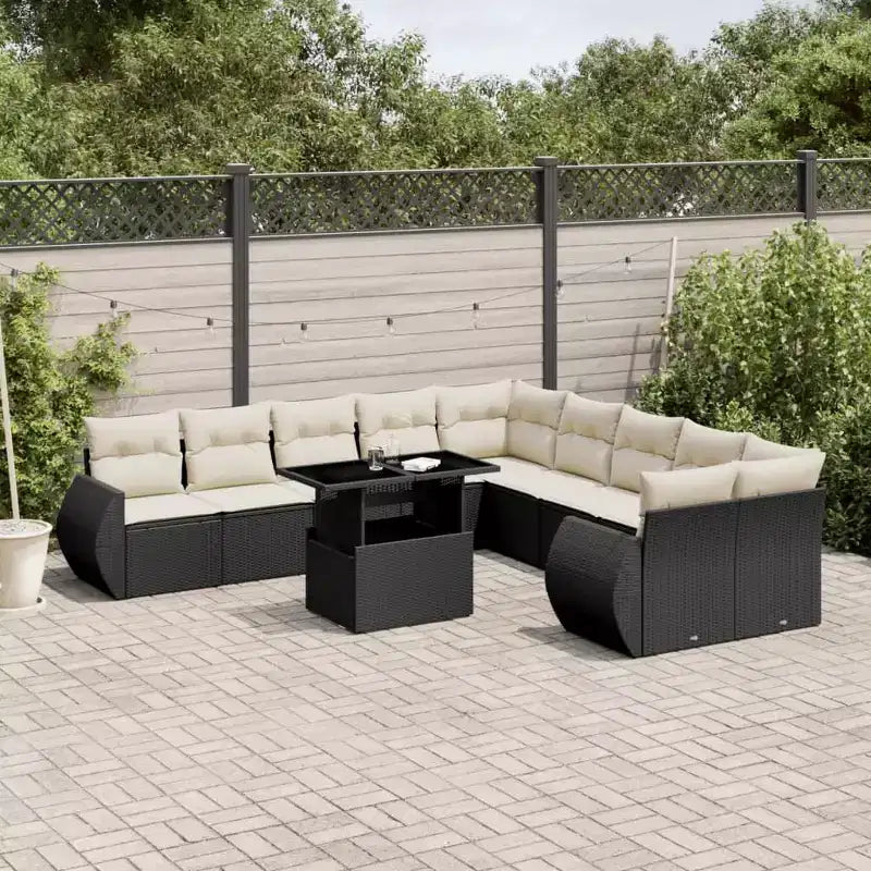 vidaXL Salon de jardin 11 pièces en résine tressée avec coussins