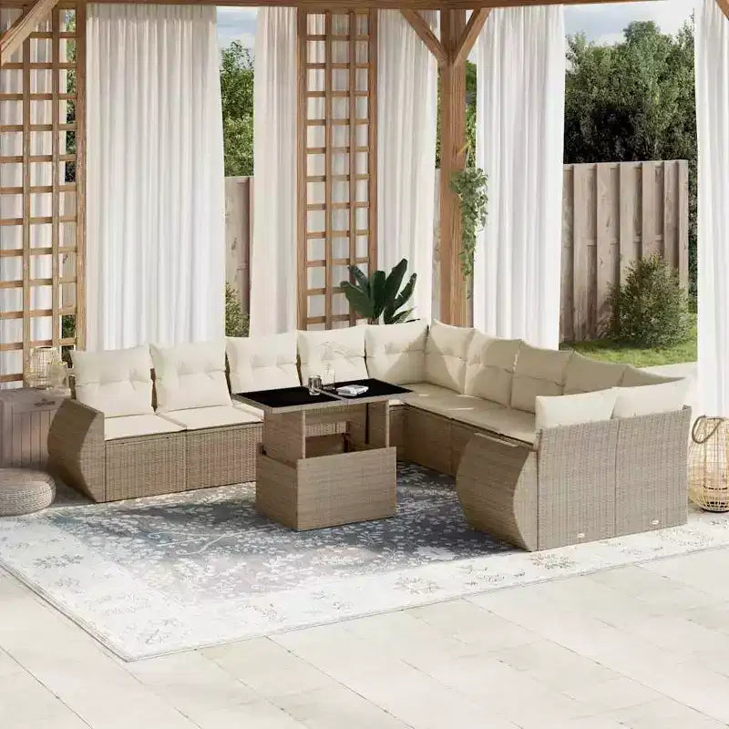 vidaXL Salon de jardin 11 pièces en résine tressée avec coussins