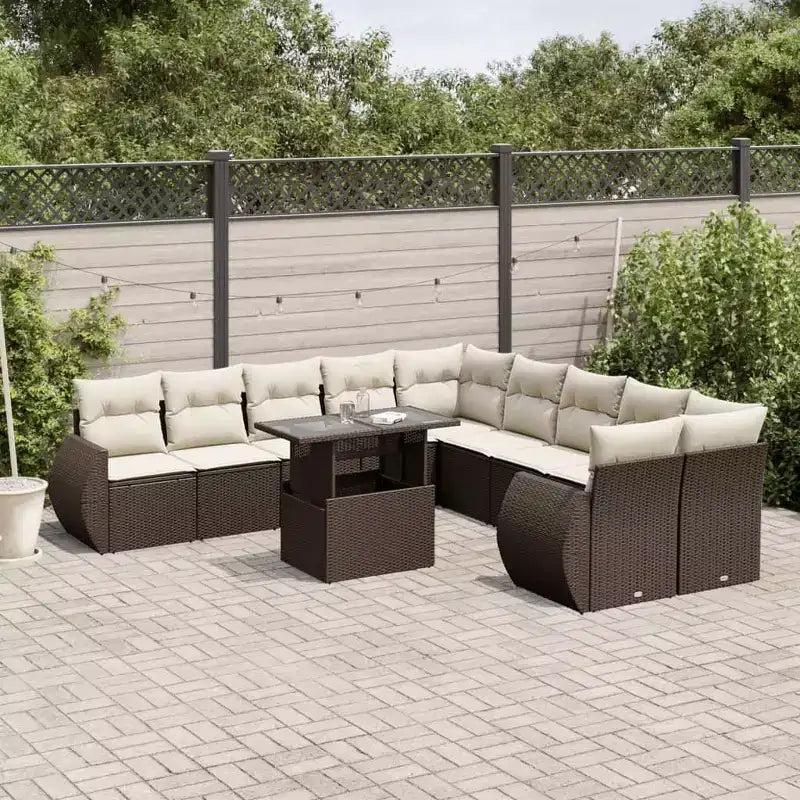 vidaXL Salon de jardin 11 pièces en résine tressée avec coussins