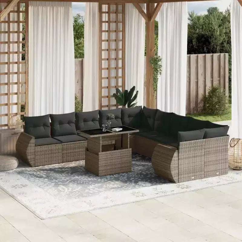 vidaXL Salon de jardin 11 pièces en résine tressée avec coussins