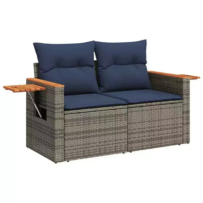vidaXL Salon de jardin 7 pièces avec coussins, résine tressée noire (US only)