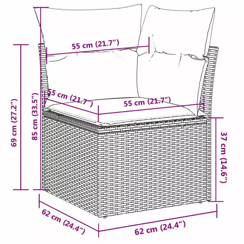 vidaXL Salon de jardin 7 pièces avec coussins, résine tressée noire (US only)